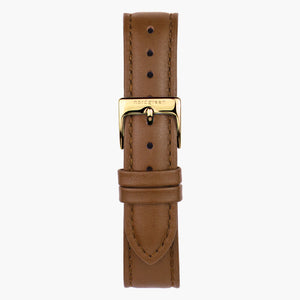 Cuir végétalien marron - Or - 32 mm