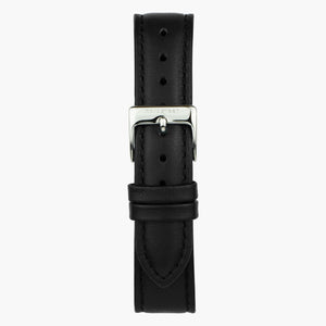 Cuir végétalien noir - Argent - 32 mm