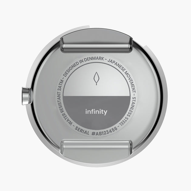 Infinity - L’offre Groupée Cadran Blanc Argent | Argent 5-Link / Cuir Gris Bracelets