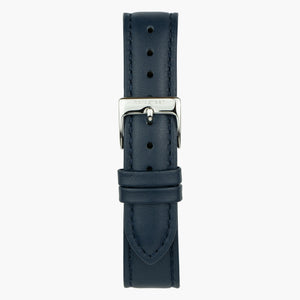 Cuir Bleu Marine - Argent - 40mm/42mm