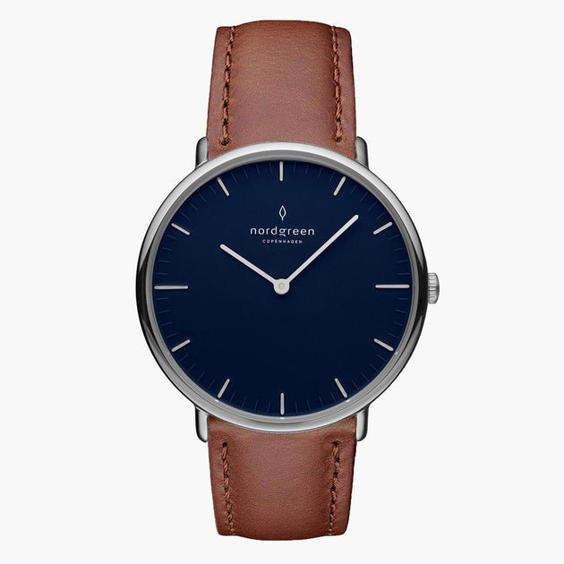 Native | Navy Dial - Brown Leather Watch Strap