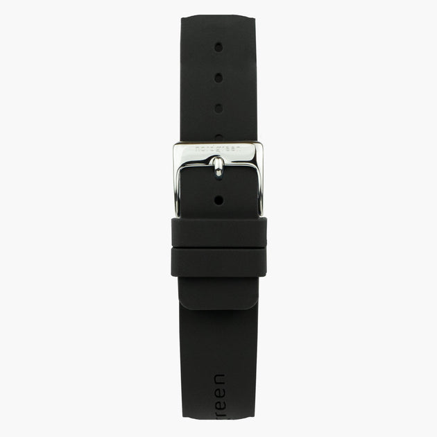 Bracelet de Montre Caoutchouc Noir - Argent - 40mm/42mm