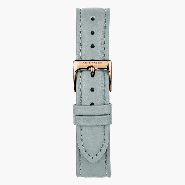 Bracelet de Montre Cuir Végétalien Gris Colombe - Or Rose - 36mm