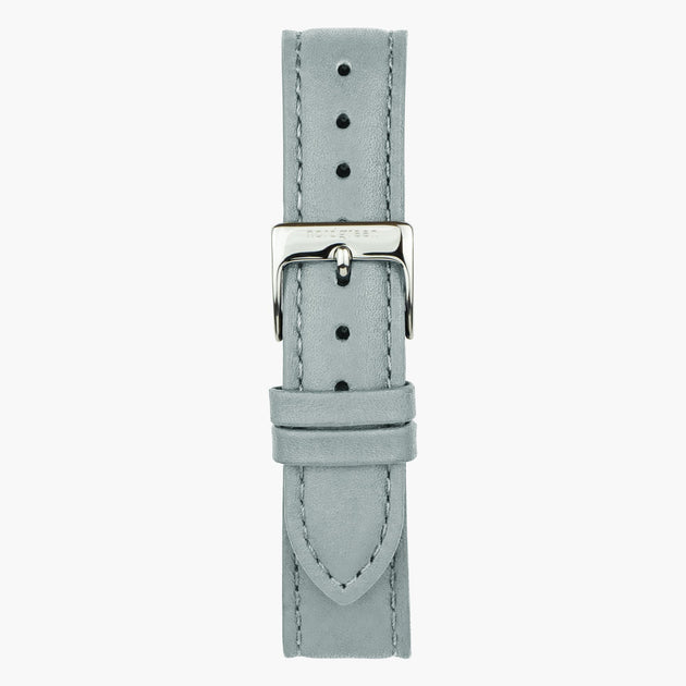 Bracelet de Montre Cuir Végétalien Gris Colombe - Argent - 36mm