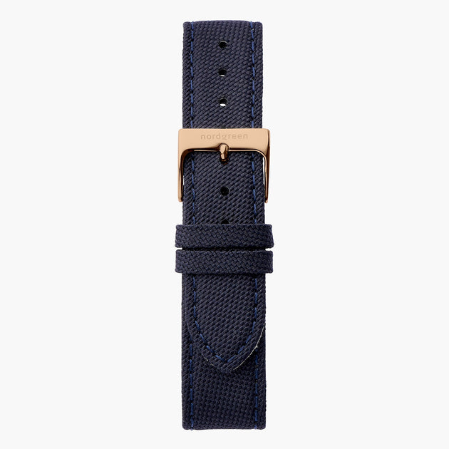 Bracelet de Montre Polyester Recyclé Bleu - Or Rose - 32mm