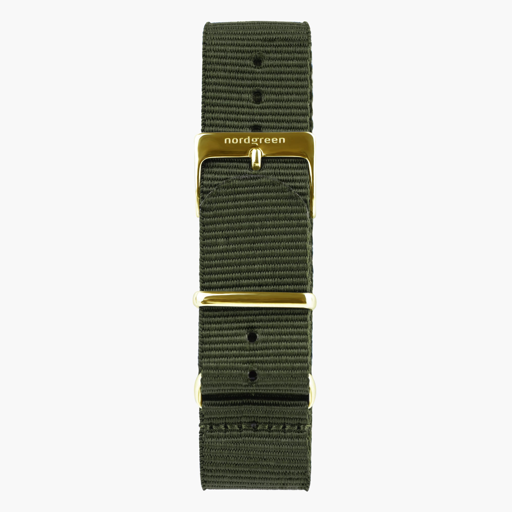 ST18POGONYAG  &amp;Nylon urremme - olivengrøn med guld spænde - 18mm