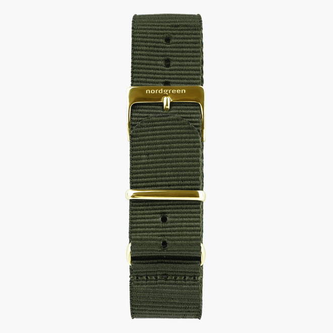 Bracelet de Montre Nato Vert Olive - Or - 36mm