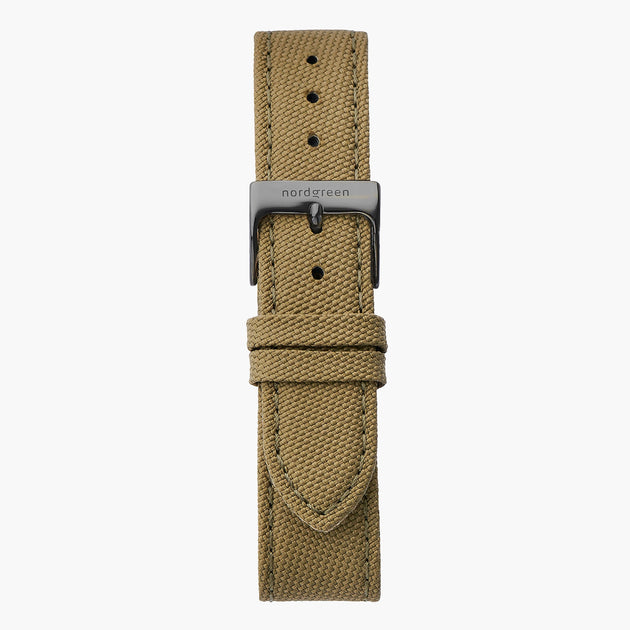 Bracelet de Montre Polyester Recyclé Vert - Or Rose - 36mm