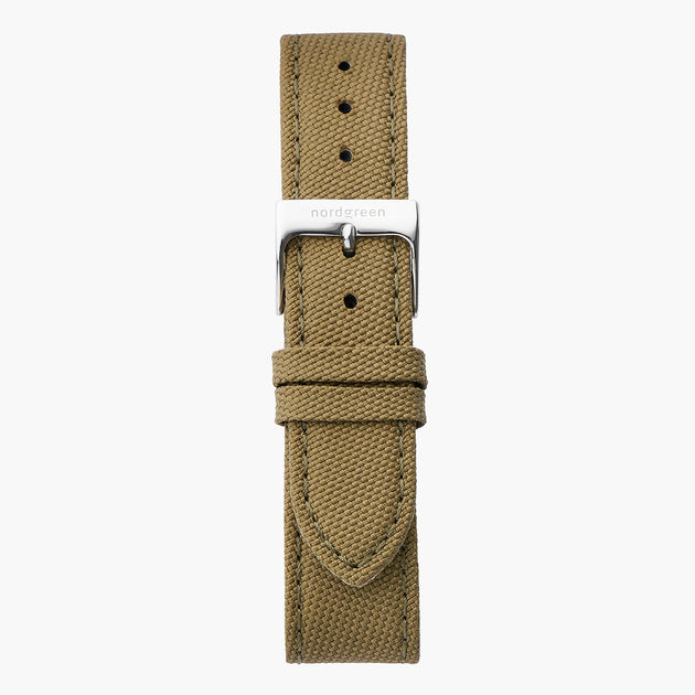 Bracelet de Montre Polyester Recyclé Vert - Argent - 40mm