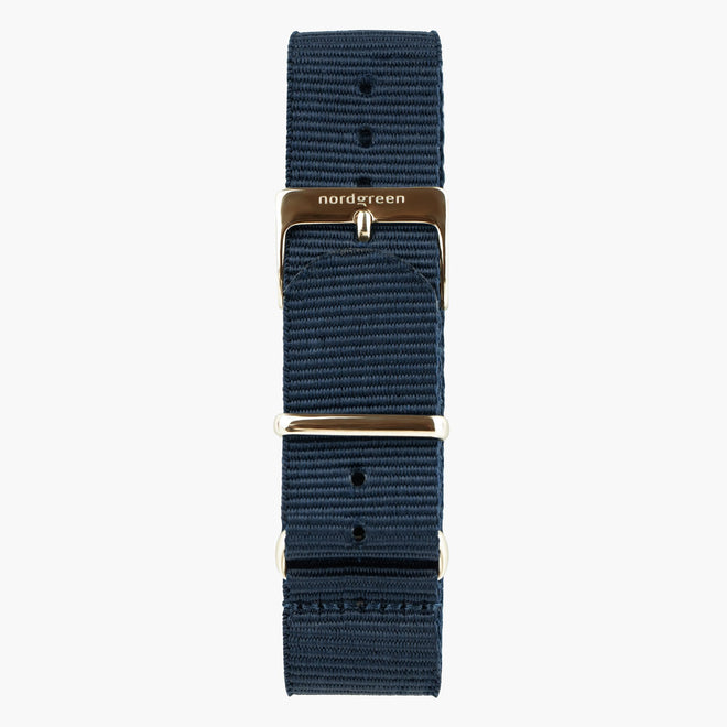 Bracelet de Montre Nato Bleu Marine - Or Rose - 36mm