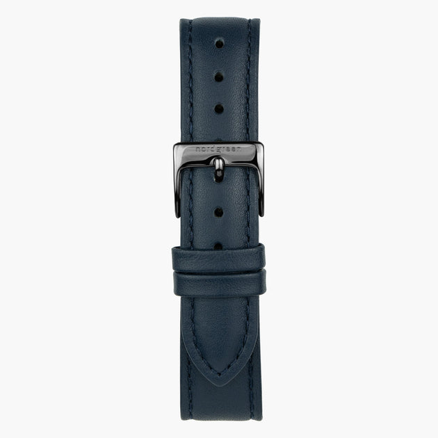 Bracelet de Montre Cuir Végétalien Bleu Marine - Bronze - 36mm