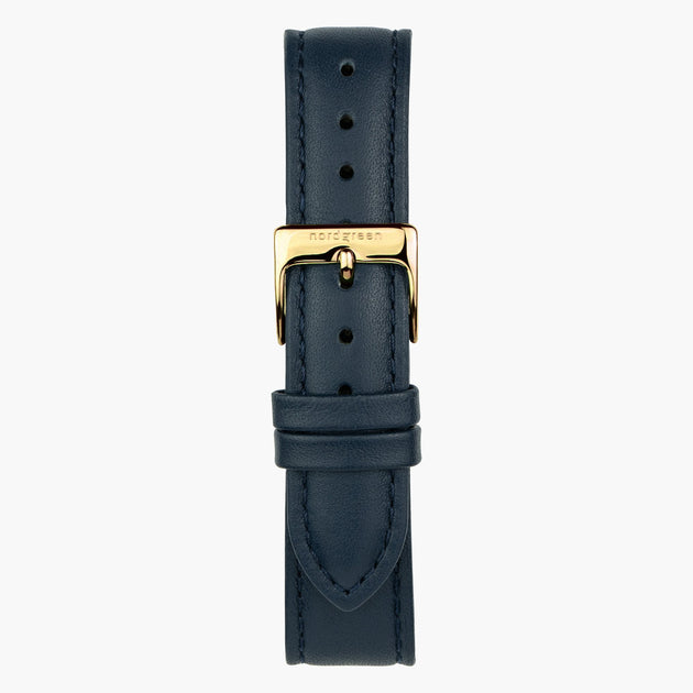 Bracelet de Montre Cuir Bleu Marine - Or - 40mm