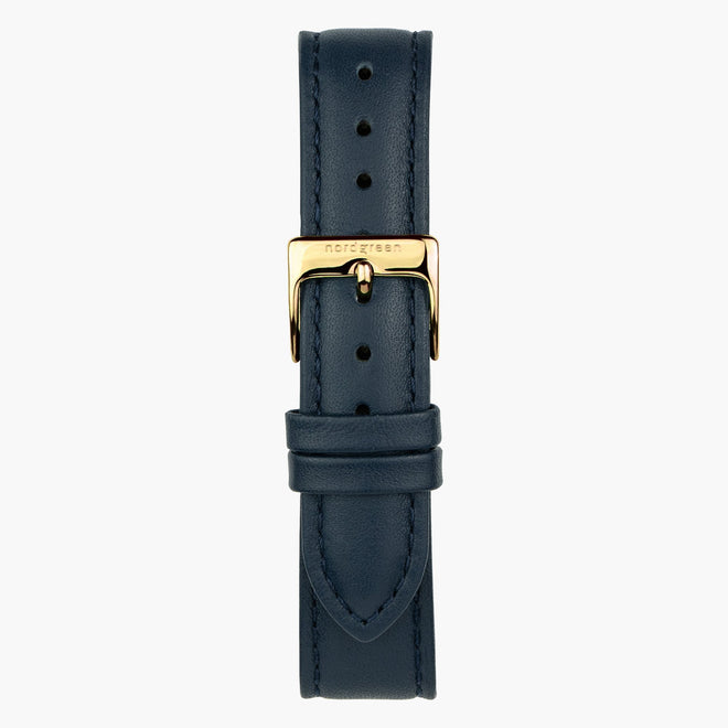 Bracelet de Montre Cuir Végétalien Bleu Marine - Or  - 32mm