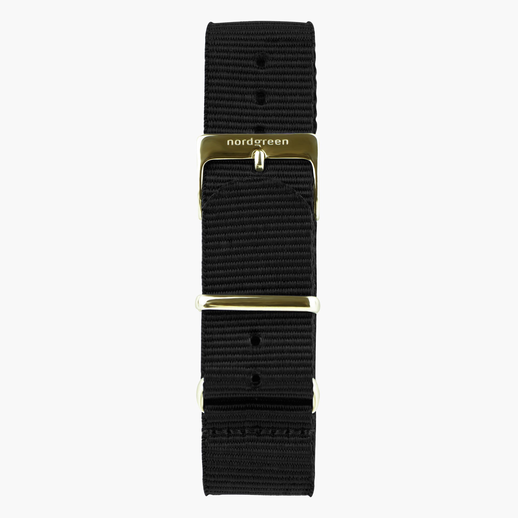 ST18POGONYBL &amp;Nylon urremme - sort med guld spænde - 18mm