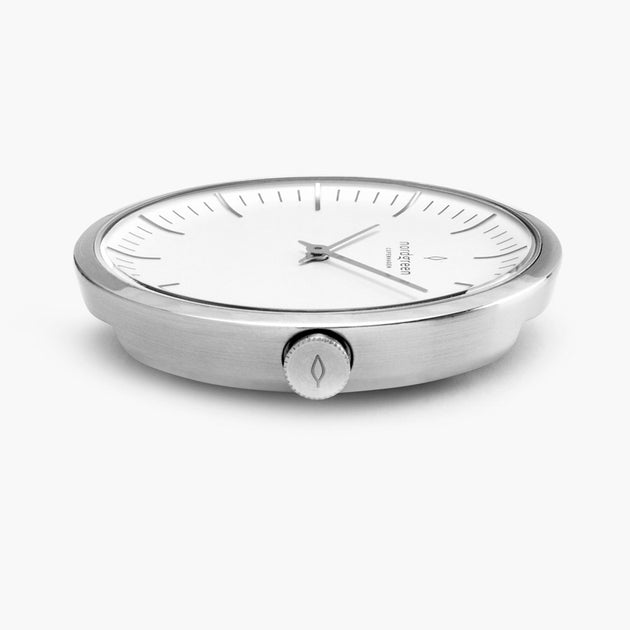 Infinity - L’offre Groupée Cadran Blanc Argent | Argent 5-Link / Cuir Gris Bracelets