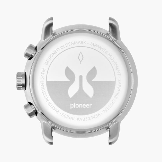 Pioneer - L’offre Groupée Cadran Noir Argent | Argent 3-Link / Noir / Cuir Marron Bracelets