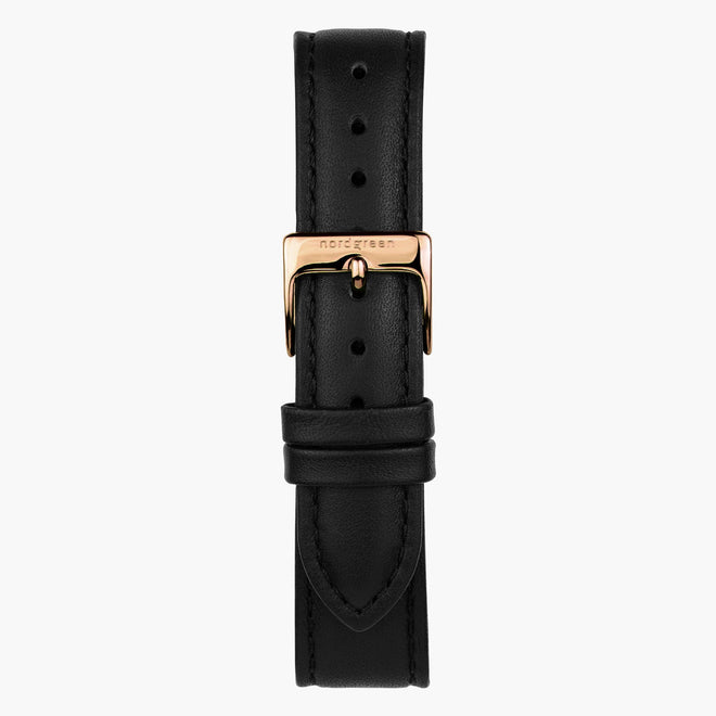 Bracelet de Montre Cuir Noir - Or Rose - 32mm