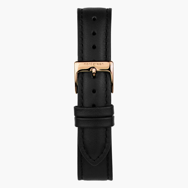 Bracelet de Montre Cuir Noir - Or Rose - 36mm