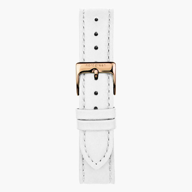Bracelet de Montre Cuir Blanc - Or Rose - 32mm