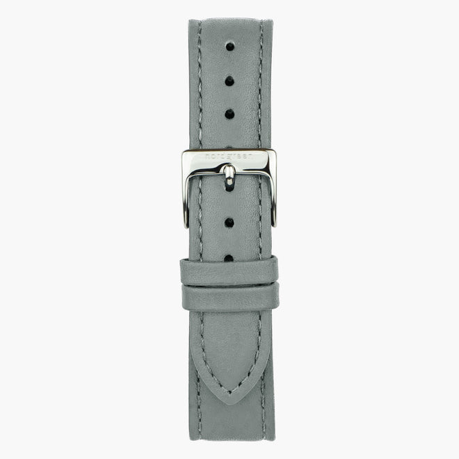 Bracelet de Montre Cuir Gris - Argent - 32mm