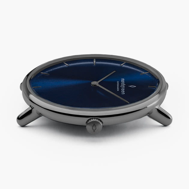 Native - L’offre Groupée Cadran Bleu Marine Gris Métallisé | Cuir Marine Bleu / Cuir Noir